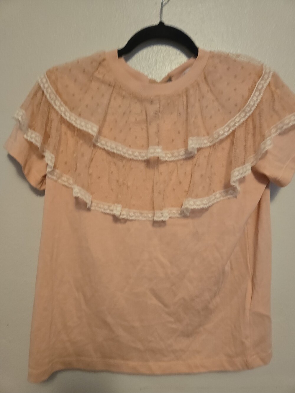 Red Valentino Pink Flutter Sleeve Top Lace XS